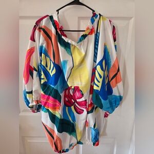 Colorful Abstract Print Blouse